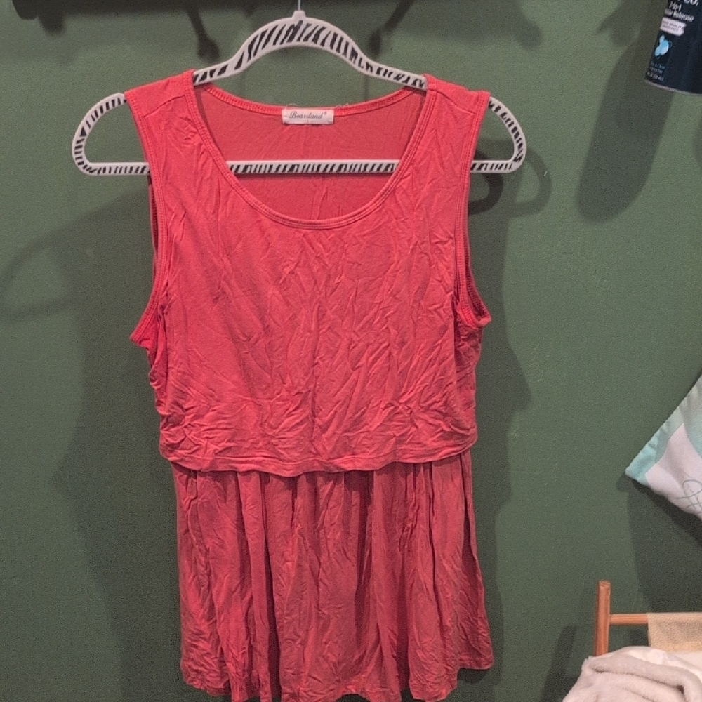 Bearsland Pink Smocked Peplum Tank Top